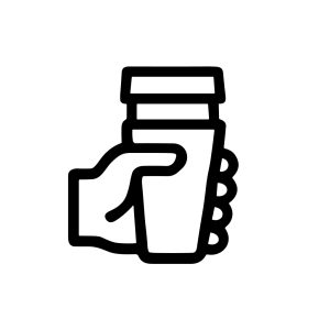 Minimalist Line Art Hand Holding Disposable Coffee Cup Beverage Icon