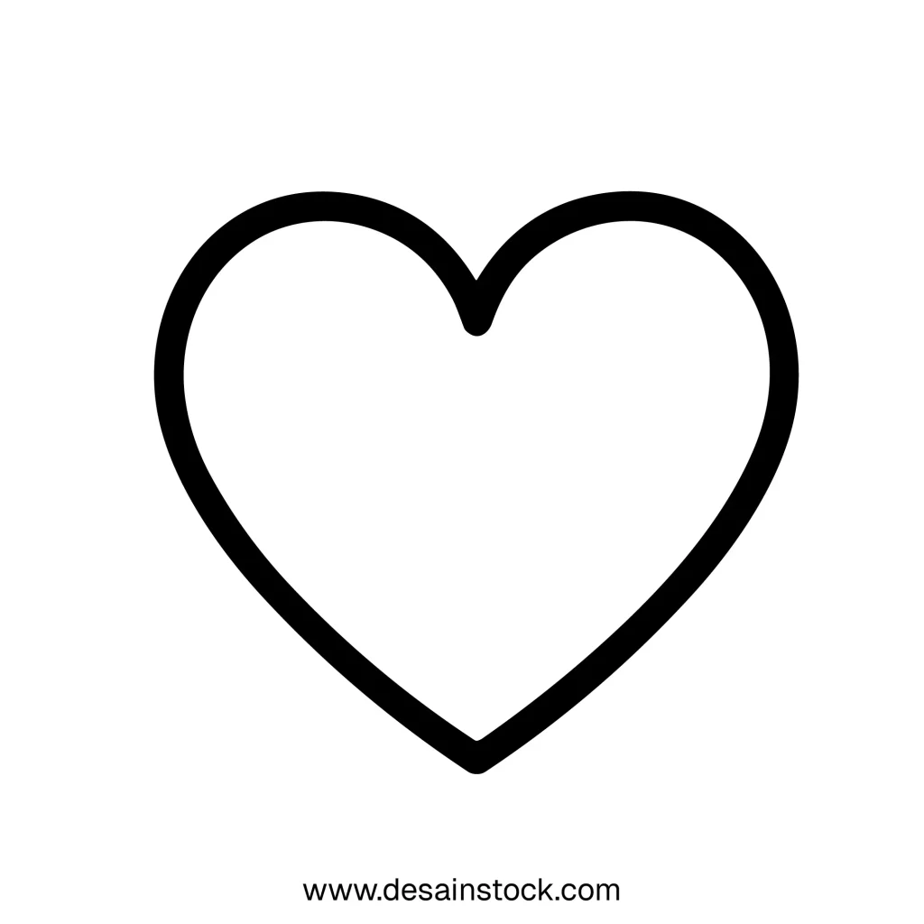 Simple Outline Handdrawn Heart Symbol Shape Icon Graphic Element