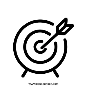 Simple Line Target with Arrow Hit Center Icon Symbol Element
