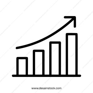 Simple Line Growth Chart with Upward Arrow Symbol Icon
