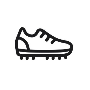 Simple Line Art Soccer Shoe Sports Equipment Black and White Icon