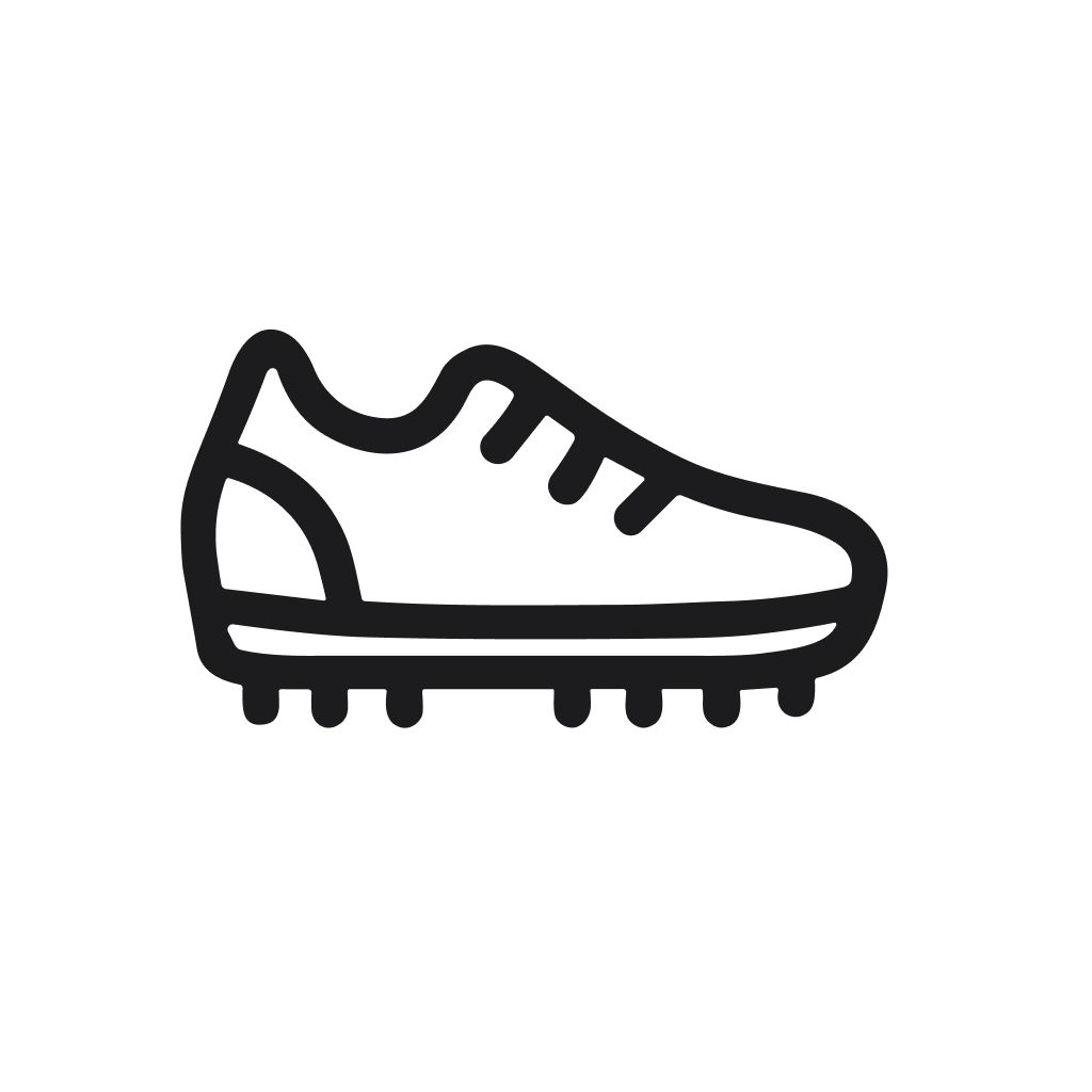 Simple Line Art Soccer Shoe Sports Equipment Black and White Icon