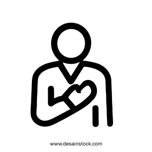 Outline Simple Handdrawn Loyalty Man with Hand on Chest Symbol Icon