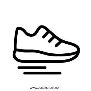 Outline Minimalist Shoe Icon for Sport Activity and Running Illustration