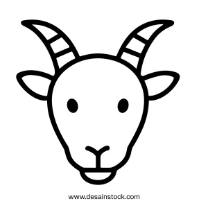 Minimalist Line Art Goat Head Farm Animal Mammal Outline Icon