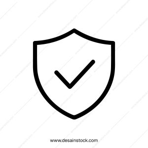 Simple Outline Shield Checkmark Approved Symbol Minimalistic Style Icon Element