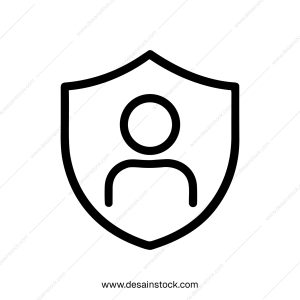 Simple Outline Man in Shield Graphic Icon for Security