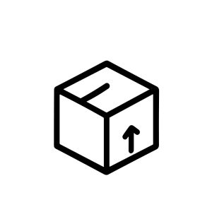 Simple Outline Delivery Box with Arrow Up Symbol Icon