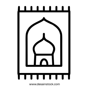 Minimalist Line Art Prayer Rug Icon Graphic Illustration Design