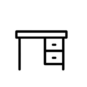 Outline Minimalist Study Desk with Drawer Icon Design Illustration