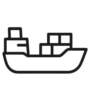 Outline Simple Commercial Cargo Vessel Transporting Goods Logistic Line Icon