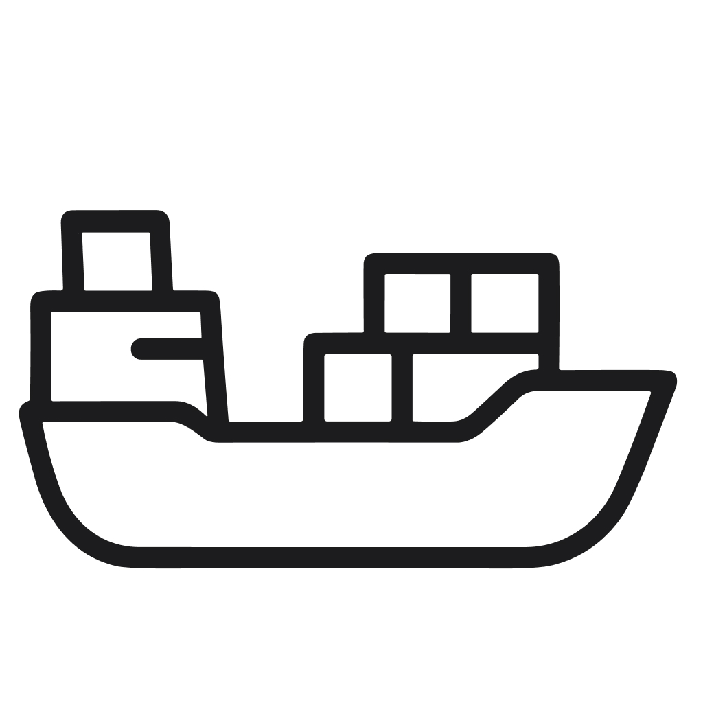 Outline Simple Commercial Cargo Vessel Transporting Goods Logistic Line Icon