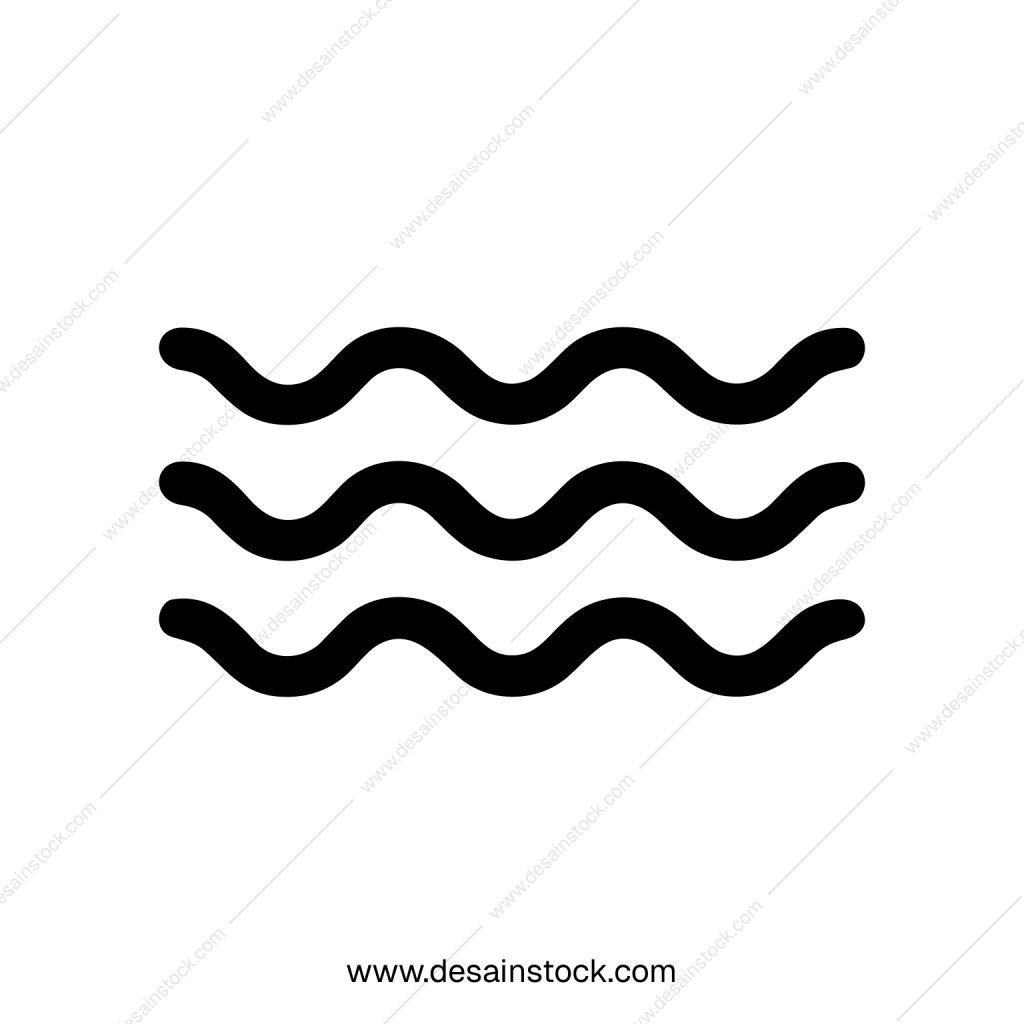 Simple Outline Wavy Line Water Graphic Shape Element Icon