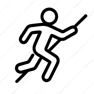 Simple Outline Stick Figure Pole Vault Athlete Sport Icon Design