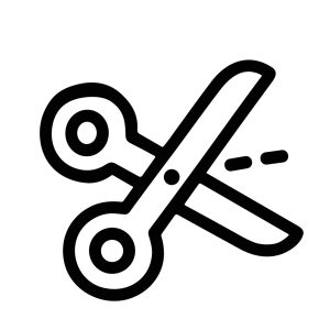 Minimalist Outline Scissors Cutting Line Sign Shape Icon Element Design