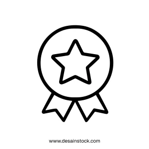 Outline Simple Star in Circle Shape Award Badge Icon Element