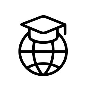 Simple Outline Globe Graduation Cap Academic Achievement Icon Design