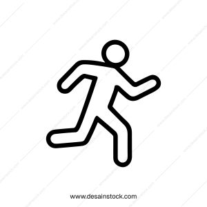 Simple Outline Style Running Man Shape Pictogram Graphic Element Icon