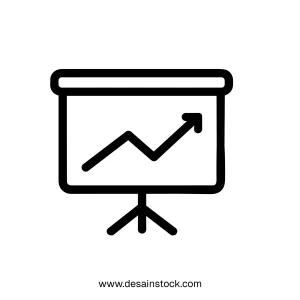 Minimalist Outline Business Presentation Board with Arrow Growth Chart Icon