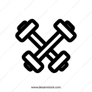 Bold Outline Crossed Dumbbells Icon Symbol For Gym and Fitness