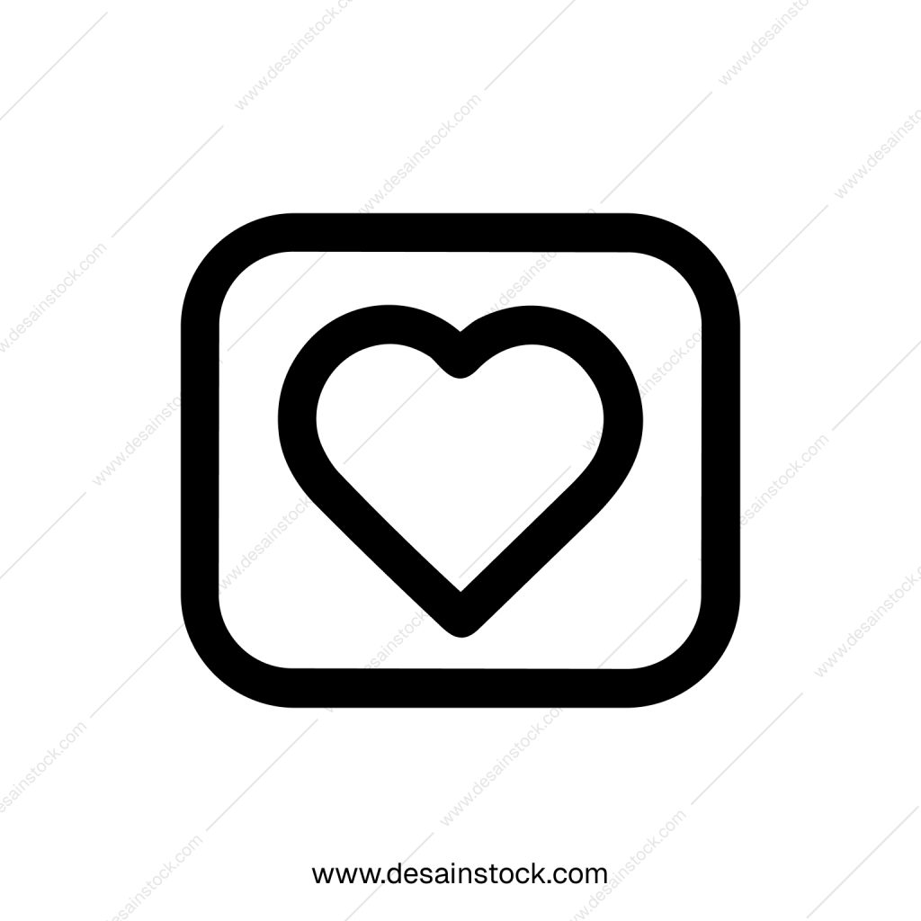 Simple Outline Rounded Square Heart Shape Symbol Icon