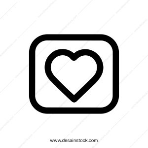 Simple Outline Rounded Square Heart Shape Symbol Icon