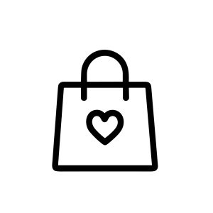 Simple Outline Shopping Bag with Heart Symbol Icon Element