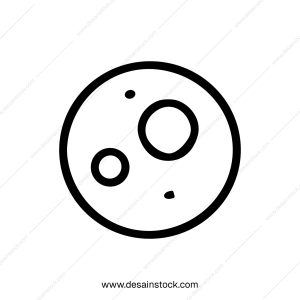 Minimalist Outline Moon with Craters Celestial Body Space Icon