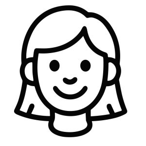 Simple Line Drawing Smiling Girl Face Icon with Bob Haircut