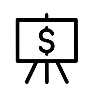 Outline Simple Easel with Dollar Sign Finance Presentation Icon