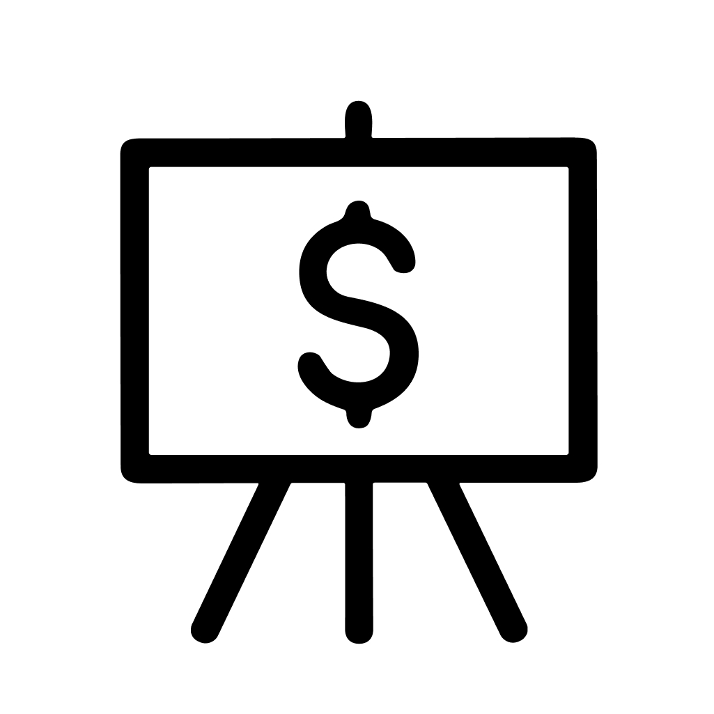 Outline Simple Easel with Dollar Sign Finance Presentation Icon