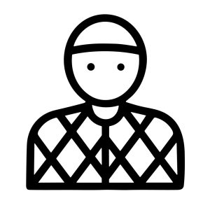 Minimalist Outline Jockey Racing Uniform Clothing Apparel Line Art Icon