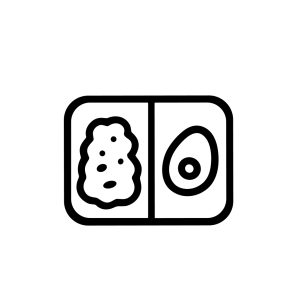 Minimalist Line Art Bento Box with Fried Chicken and Egg Illustration