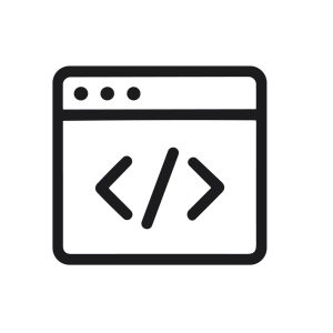 Minimalist Outline Code Browser Window Icon for Website Development and Design