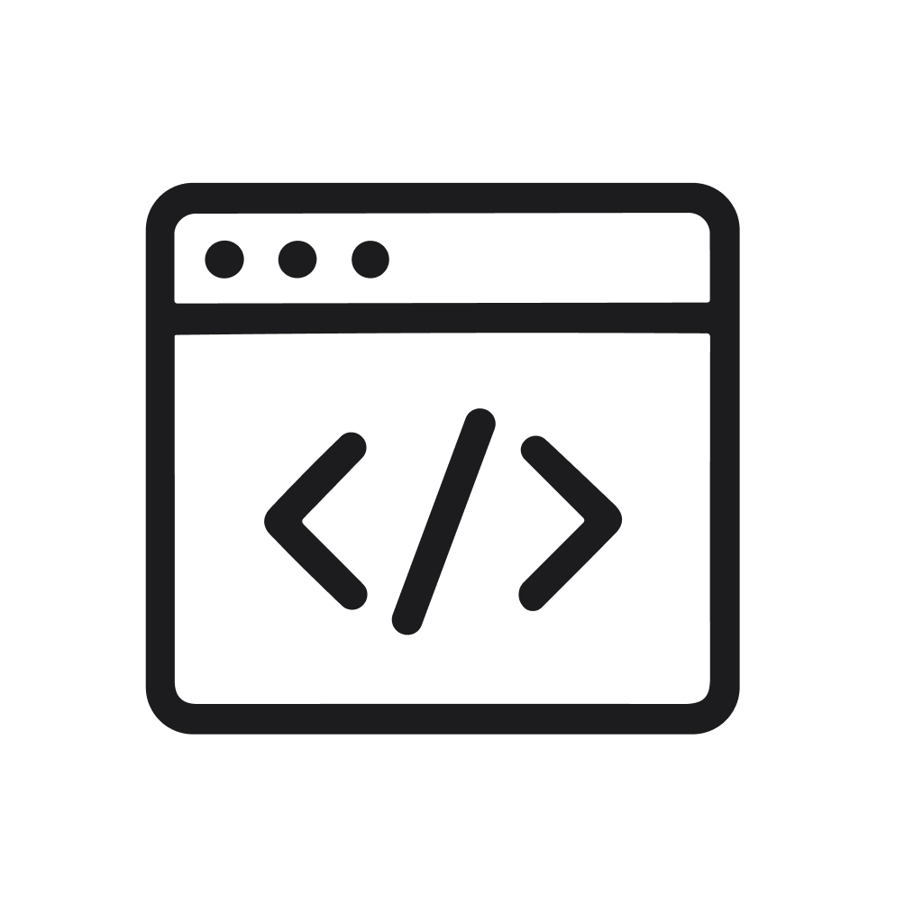 Minimalist Outline Code Browser Window Icon for Website Development and Design