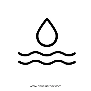 Simple Line Style Water Drop with Waves Liquid Symbol Icon