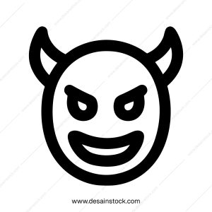 Outline Simple Evil Emoji with Horns Character Expression Illustration