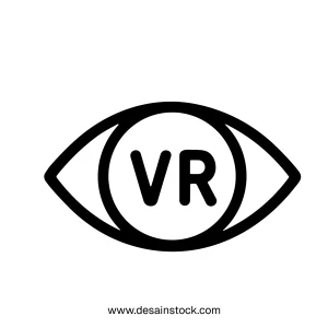 Simple Outline Virtual Reality Eye Sign Symbol Concept Graphic