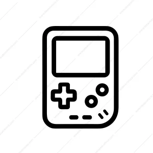 Minimalist Outline Handheld Game Console Retro Gaming Device Icon