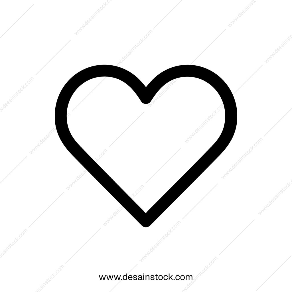 Simple Outline Heart Shape Symbol Line Art Style Design Element