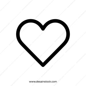 Simple Outline Heart Shape Symbol Line Art Style Design Element