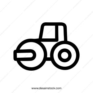 Minimalist Outline Road Roller Construction Heavy Equipment Machinery Icon