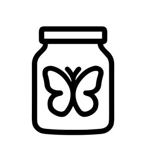 Simple Outline Butterfly in Jar Glass Container Illustration Graphic Element