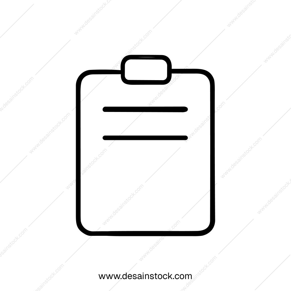 Simple Line Art Clipboard Document Outline Icon Design Element