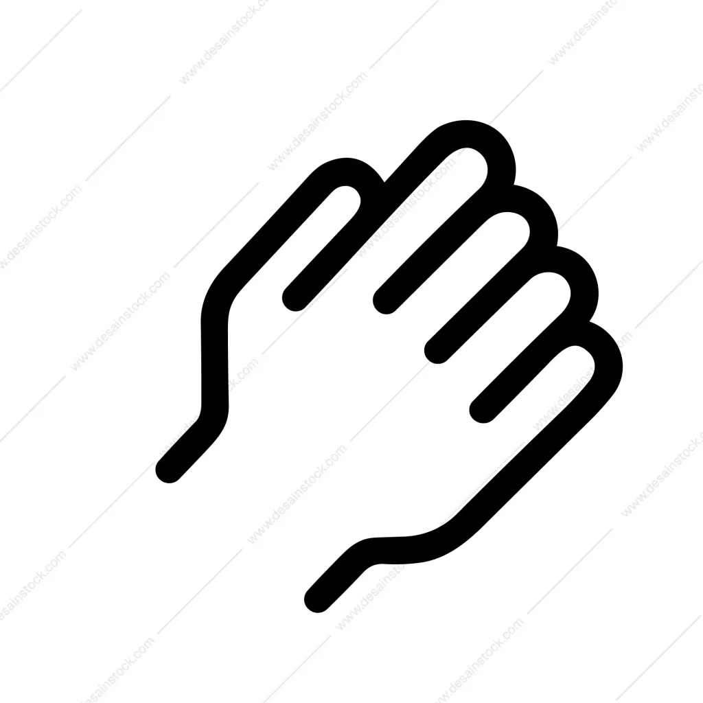 Simple Outline Hand Clenched Gesture Expressing Pinch or Grasping Icon