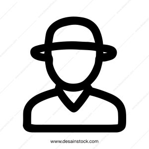 Simple Outline Gentleman with Hat Icon in Minimalist Style