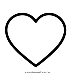 Outline Simple Line Heart Shape Symbol Decorative Graphic Element
