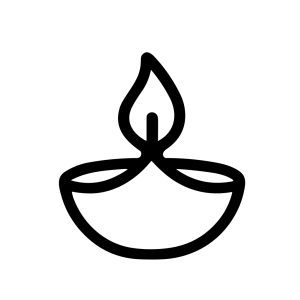 Minimalist Line Art Diwali Oil Lamp Celebration Light Icon Symbol