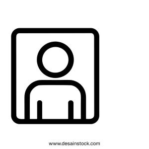 Simple Line Style Profile User Symbol in a Square Icon