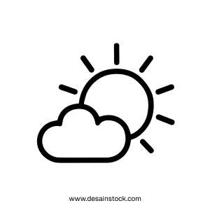 Simple Outline Sunny Cloud Weather Forecast Symbol Shape Icon Design Element